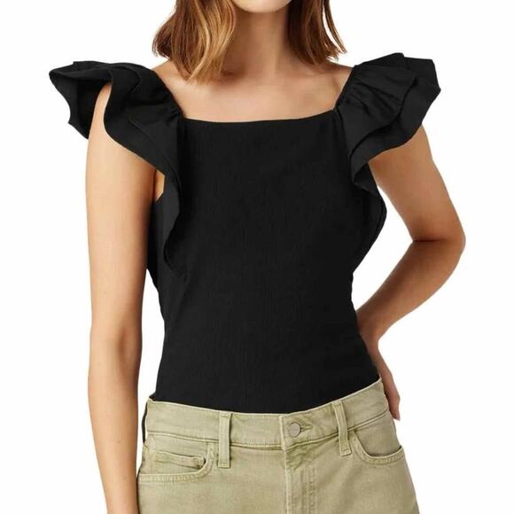 Joe’s Jeans The Leslie Summer Minimalist Contemporary Top Size Medium Black - Picture 8 of 11